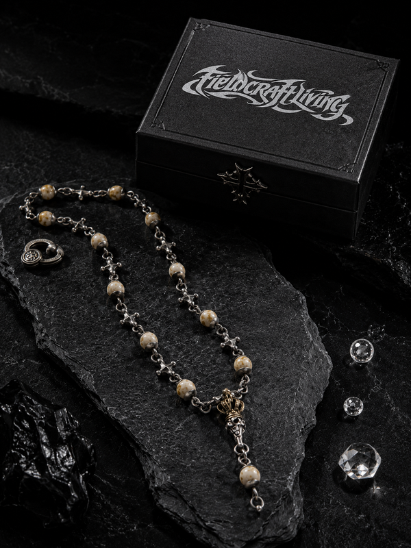 Dawnlight Czech Bead Natural Stone Silver Necklace