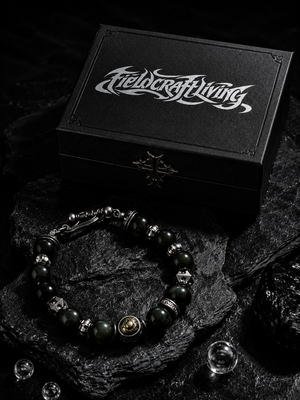 Seimei Black Onyx Natural Stone Silver Bracelet