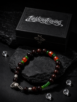 Akamatsu Red Tiger Eye Artisan Beaded Silver Bracelet