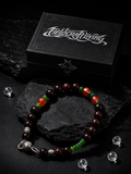 Akamatsu Red Tiger Eye Artisan Beaded Silver Bracelet