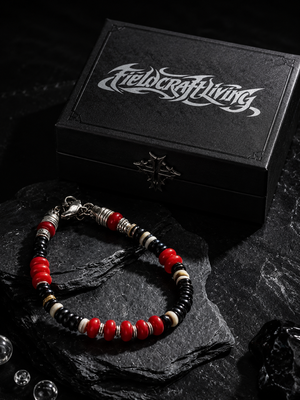 Crimson Ember Red Glaze 925 Silver Stone Bracelet