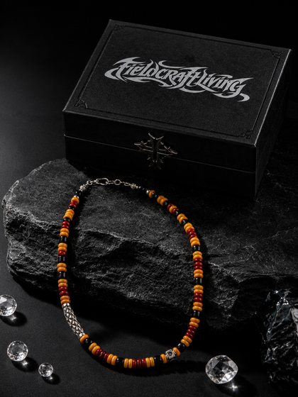 Scarlet Coral Red Agate 925 Silver Heritage Necklace