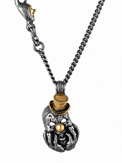 Shadow Jester Handmade Oxidized Silver Pendant Necklace