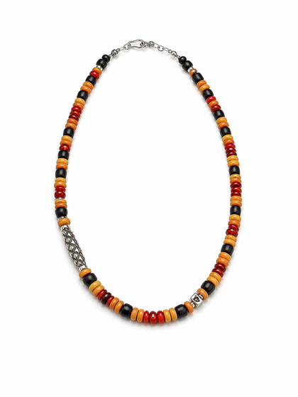 Scarlet Coral Red Agate 925 Silver Heritage Necklace