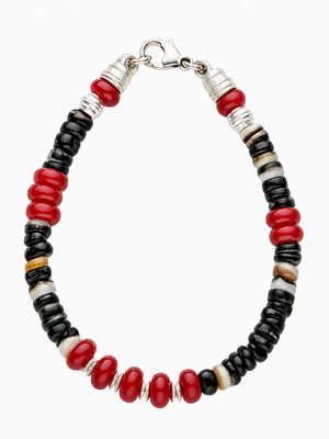 Crimson Ember Red Glaze 925 Silver Stone Bracelet