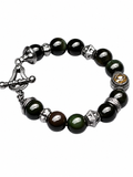 Seimei Black Onyx Natural Stone Silver Bracelet