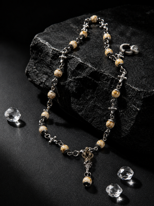 Dawnlight Czech Bead Natural Stone Silver Necklace