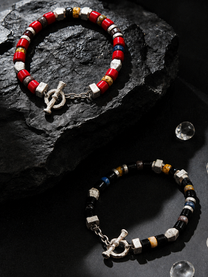 Lucky Spirit Red Glaze 925 Silver Minimal Bracelet