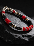 Crimson Ember Red Glaze 925 Silver Stone Bracelet