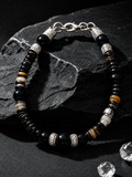 Obsidian Mist Black Agate Turquoise 925 Silver Bracelet