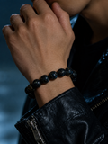 Moon Cat Eye Stone Handmade Silver Bead Bracelet