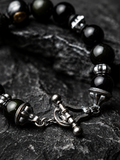 Seimei Black Onyx Natural Stone Silver Bracelet