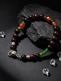 Akamatsu Red Tiger Eye Artisan Beaded Silver Bracelet