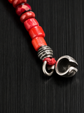 Crimson Fortune Red Glaze Stone Silver Bracelet