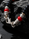 Crimson Ember Red Glaze 925 Silver Stone Bracelet