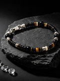 Obsidian Mist Black Agate Turquoise 925 Silver Bracelet