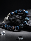 Moon Cat Eye Stone Handmade Silver Bead Bracelet
