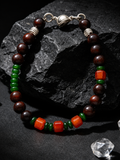 Akamatsu Red Tiger Eye Artisan Beaded Silver Bracelet