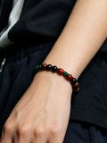 Akamatsu Red Tiger Eye Artisan Beaded Silver Bracelet
