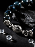 Moon Cat Eye Stone Handmade Silver Bead Bracelet