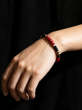Crimson Ember Red Glaze 925 Silver Stone Bracelet