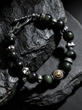 Seimei Black Onyx Natural Stone Silver Bracelet