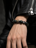 Seimei Black Onyx Natural Stone Silver Bracelet