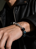 Moon Cat Eye Stone Handmade Silver Bead Bracelet