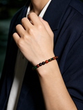 Akamatsu Red Tiger Eye Artisan Beaded Silver Bracelet