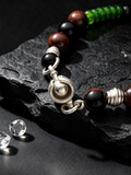 Akamatsu Red Tiger Eye Artisan Beaded Silver Bracelet