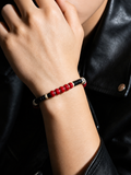 Crimson Ember Red Glaze 925 Silver Stone Bracelet